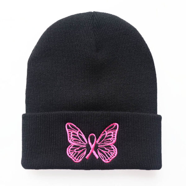 Wholesale Butterfly Embroidery Beanie Warm Acrylic Knitted Beanie