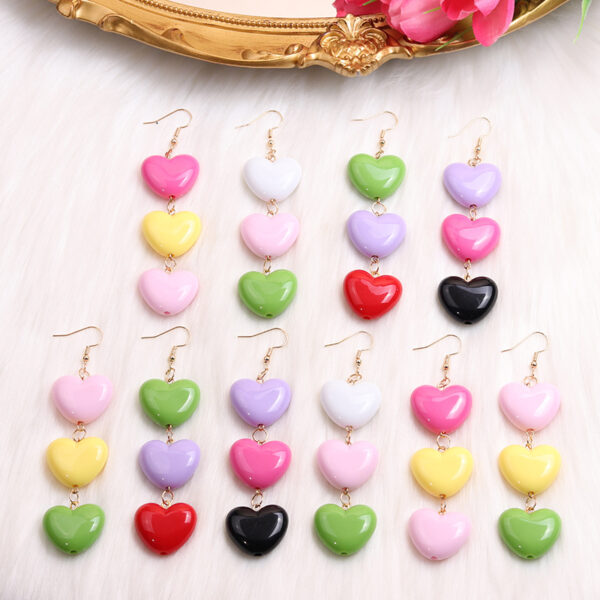 Wholesale Candy Color Heart Acrylic Earrings