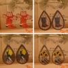 Wholesale Western Cowboy Boots Hat Teardrop Shape Wooden Earrings