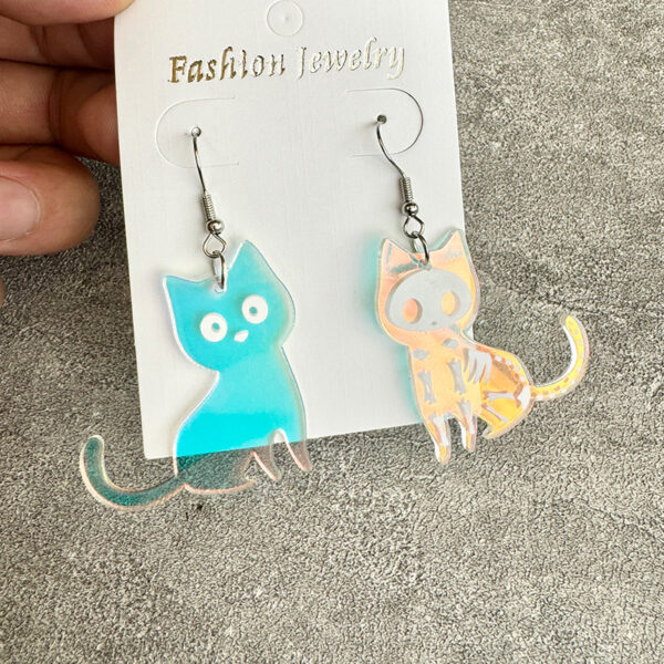 Wholesale Halloween Colorful Cat Fun Color-changing Acrylic Drop Earrings