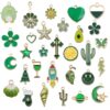 Wholesale Drip Oil Green Cartoon Plant Animal Alloy DIY Necklace Bracelet Pendant