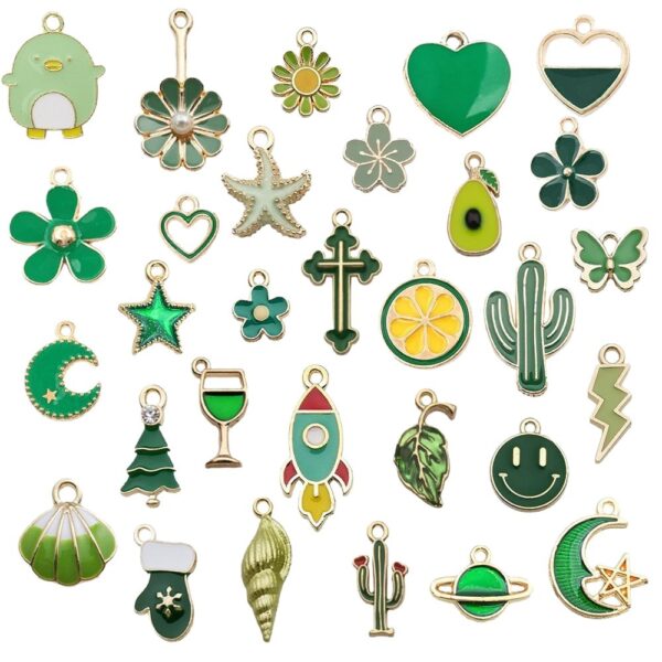 Wholesale Drip Oil Green Cartoon Plant Animal Alloy DIY Necklace Bracelet Pendant