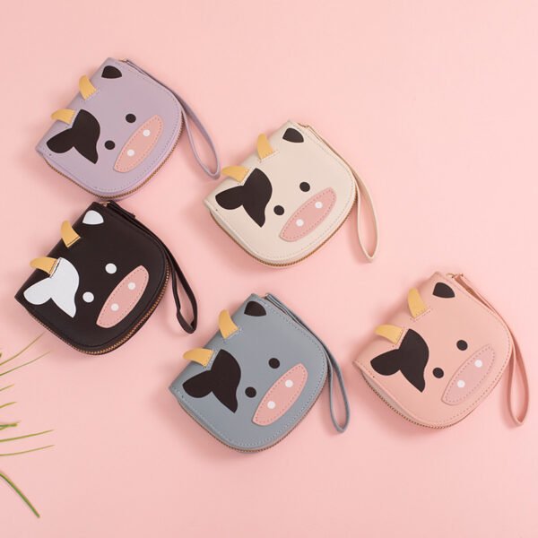 Wholesale Cartoon Cute Cow Girl T Student Zipper Coin Purse Pu Wallet