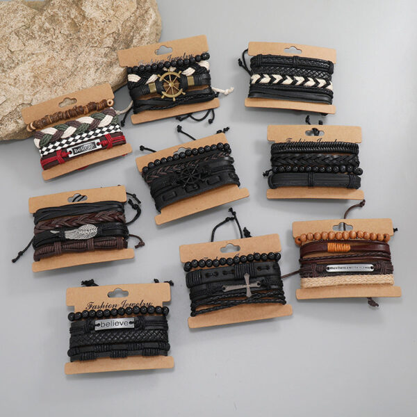 Wholesale Vintage Hand Made Leather Bracelet Set of Four