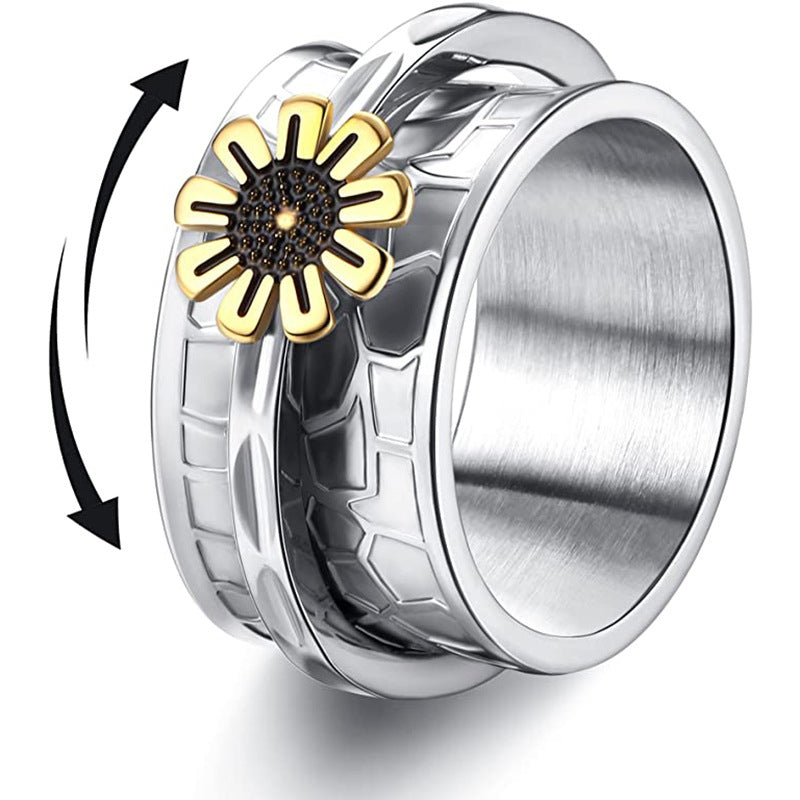 Wholesale Titanium Steel Swivel Flower Ring