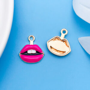 1 oil drop rose red open mouth lips 17x19mm-12100-1.5g