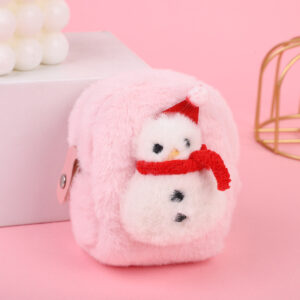 Plush key case-Snowman pink