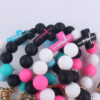 Wholesale Cartoon Silicone Cross Bead Tassel Wrist Keychain