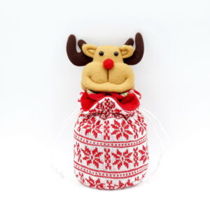 Ch-b23c drawstring knitted apple gift bag (deer design)