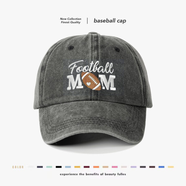 Wholesale Embroidered FOOTBALL MOM Washed Baseball Cap