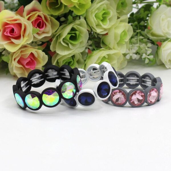Wholesale Enamel Colored Rubber Lacquer Gemstone Flower Crystal Colored Glass Bracelet
