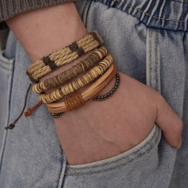 O1CN01E5mjeP1bDRe60hbcB_952103431-0-cib Wholesale Wooden Beads Coconut Shell Bead Chain Weaving Leather Combination Bracelet Set