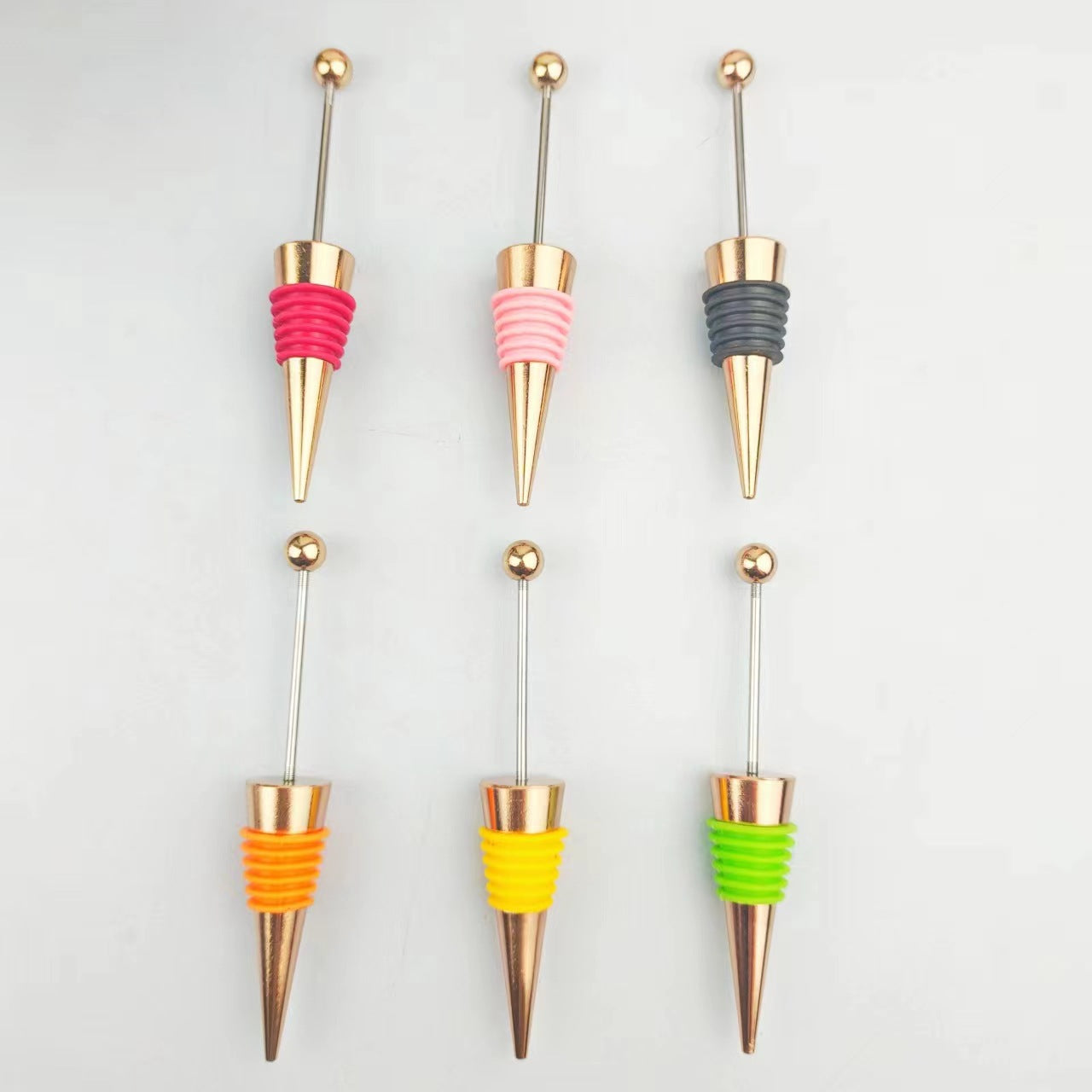 Wholesale Beadable Utensils DIY Zinc Alloy Rose Gold Red Wine Stopper