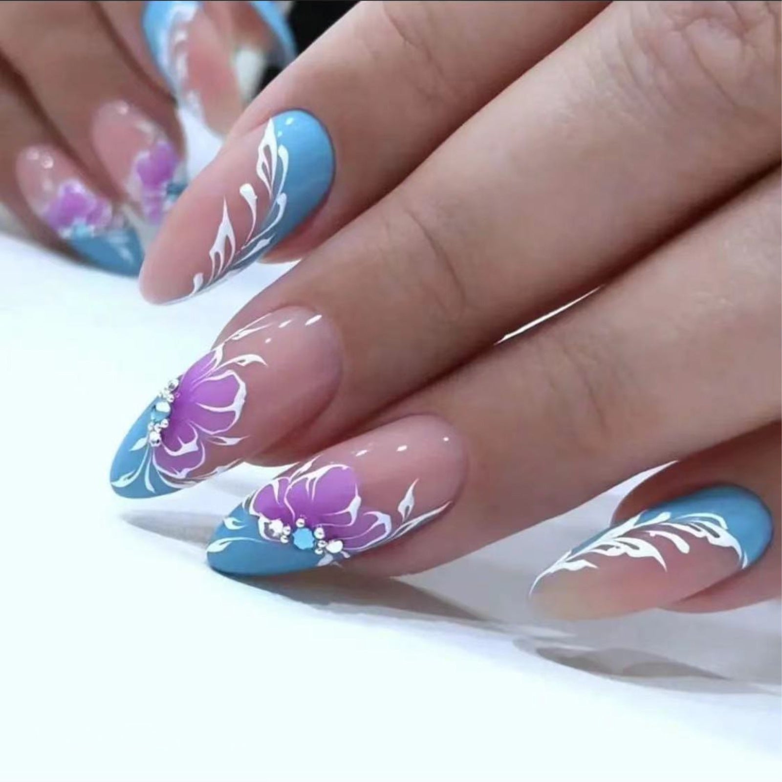 Wholesale Crape Myrtle Catkins Lake Blue French Bl Nail Stickers