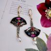 Wholesale Garnet Enamel Metal Earrings