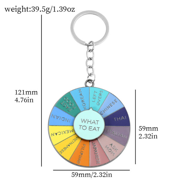 Wholesale Zinc Alloy What To Eat Tonight Turntable Keychain