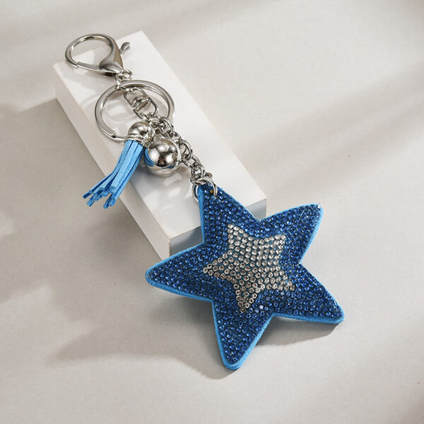 Wholesale Plush Sequin Studded Diamond Five Pointed Star Tassel Keychains