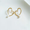 Wholesale Alloy Hollow Heart Pearl Earrings