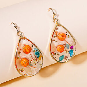 Wholesale Bud Teardrop-shaped Preserved Flower Earrings