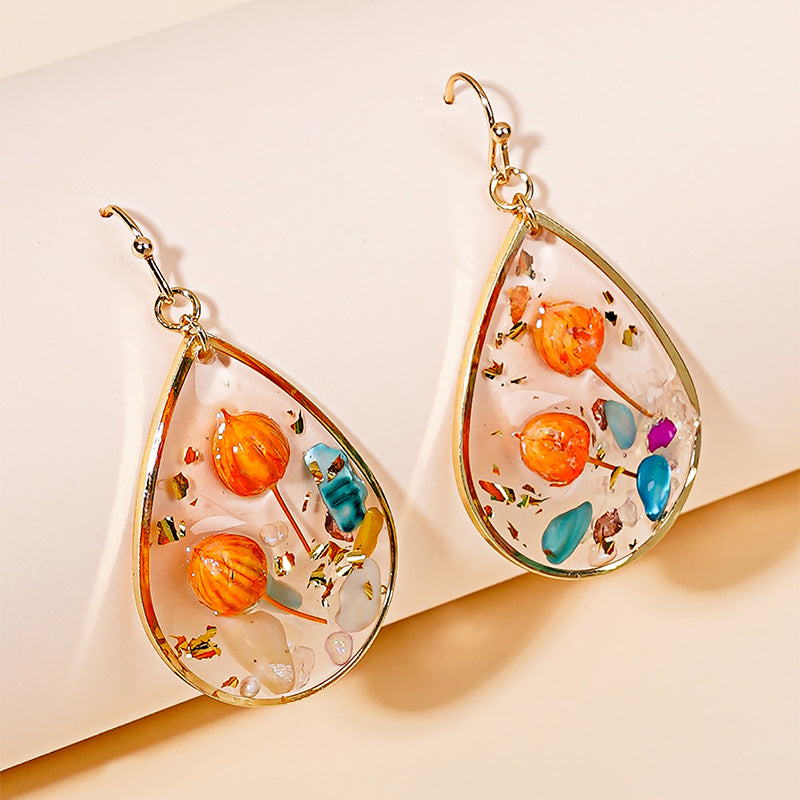 Wholesale Bud Tearop-shaped Preserved Flower Earrings