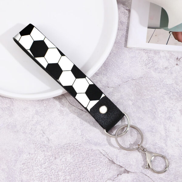 Wholesale Sports Style Rugby, Football, Basketball Pattern, Oil Edged Leather Keychain