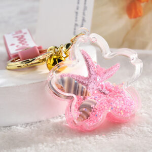 Pink / Lollipop leather rope + starfish Cherry + Bell