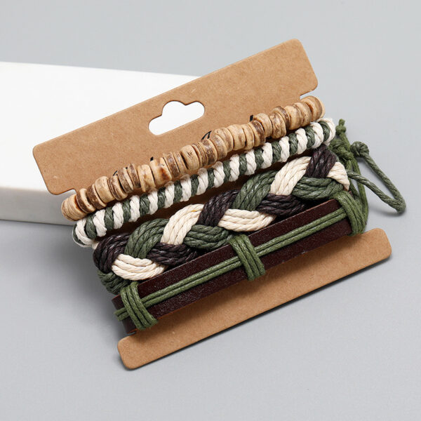 Wholesale Hemp Rope Hand Made Leather Bracelet Set of Four