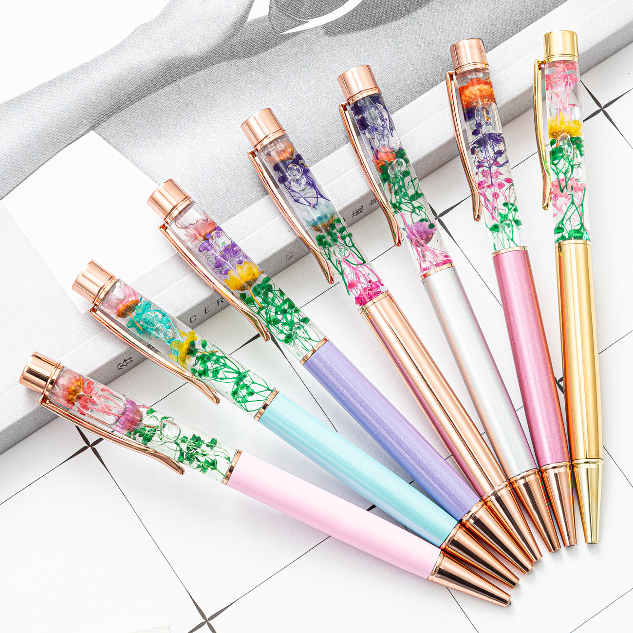 Wholesale Metal Crystal Preserved Flower Ballint Pen
