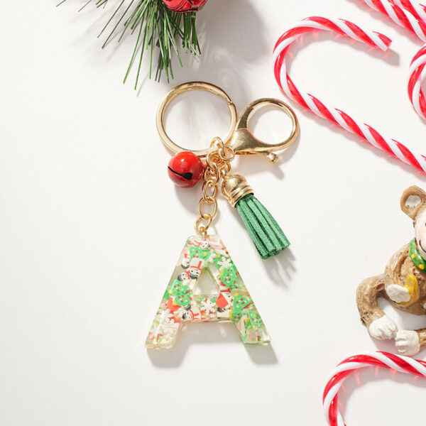 Wholesale Cartoon Christmas Pattern Letter Acrylic Keychain