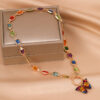 Wholesale Alloy Square Crystal Colorful Diamond Butterfly Necklace