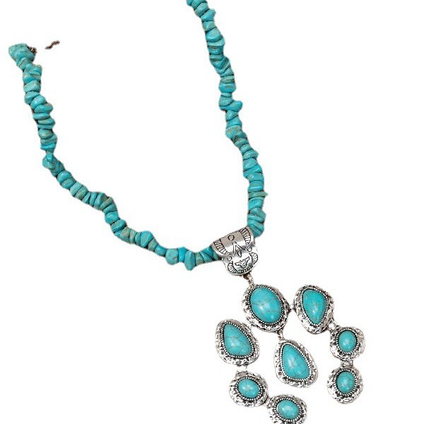 Wholesale Bohemia Water Drop Shape Turquoise Pendant Necklaces