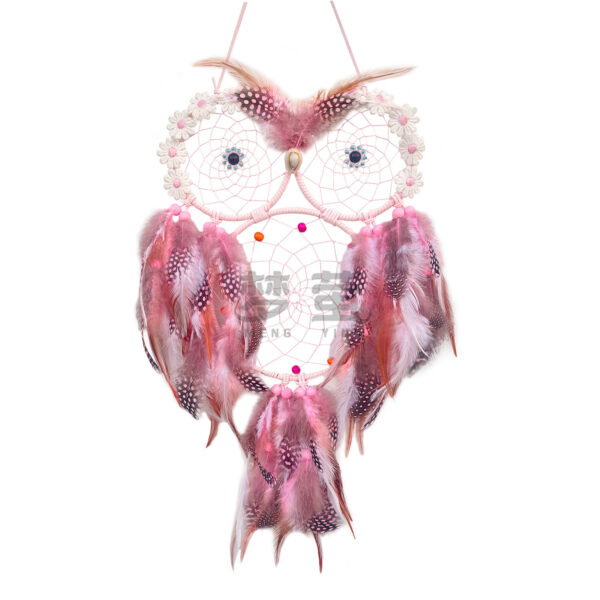 O1CN01EH9p4a2DVGejkj4G5_2200613278614-0-cib Wholesale Pink Wisdom Bird Owl Dream Catcher