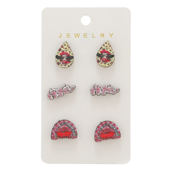 Wholesale Valentine's Day Printed Wooden Earrings