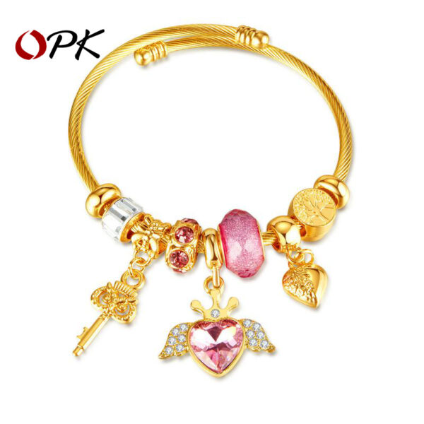 Wholesale Valentine's Day Stainless Steel Angel Wings Love Bracelet