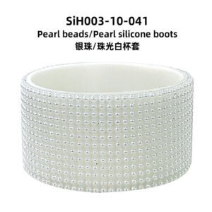 Silver beads/pearlescent white cup set