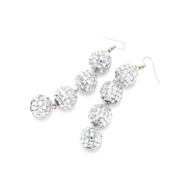 Wholesale Super Glitter Handmade Beaded Disco Ball Long Mirror Bead Earrings