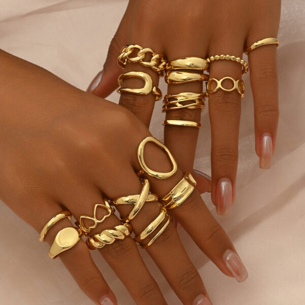 Wholesale Geometric Light Luxury Style Heart Design Open Personality Niche Design Versatile Rings