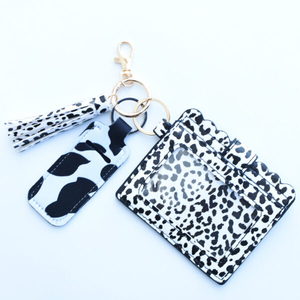 Wholesale Leopard Print Sunflower Lipstick Case Card Holder Keychain
