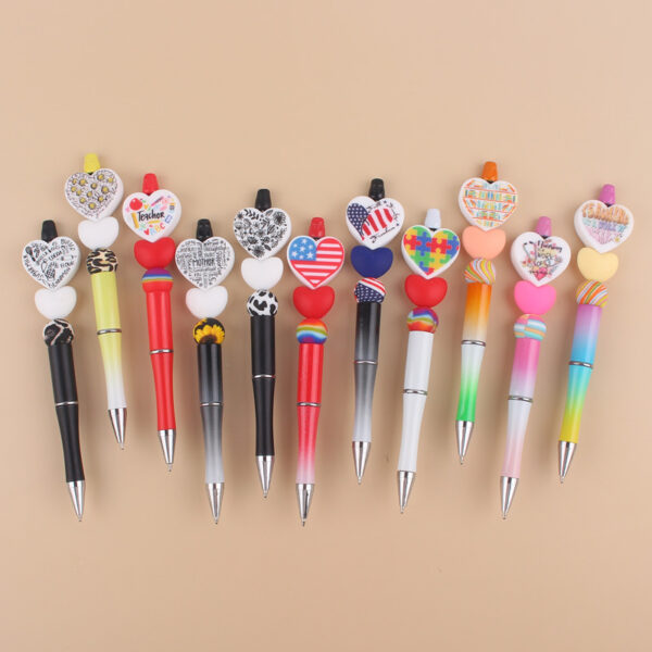 Wholesale Cartoon Love Series Beadable Silicone Beaded Ballpoint Pen