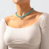 Wholesale Demon Eye Turquoise Simian Style Irregular Beaded Necklace