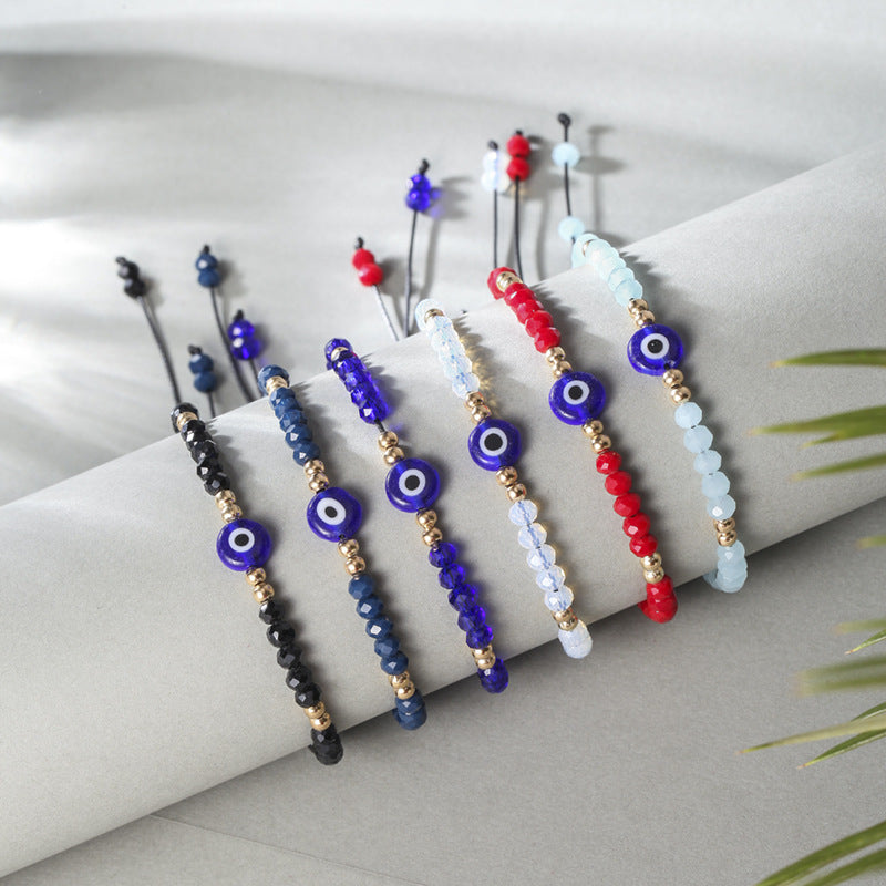 Wholesale Devil Eye Crystal Beads Alloy Bracelet