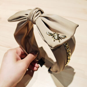 Khaki Bee Chain Bow Headband