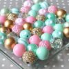 Wholesale 50pcs/pack Mint Green 20MM Acrylic Large Beads Bubblegum Beads