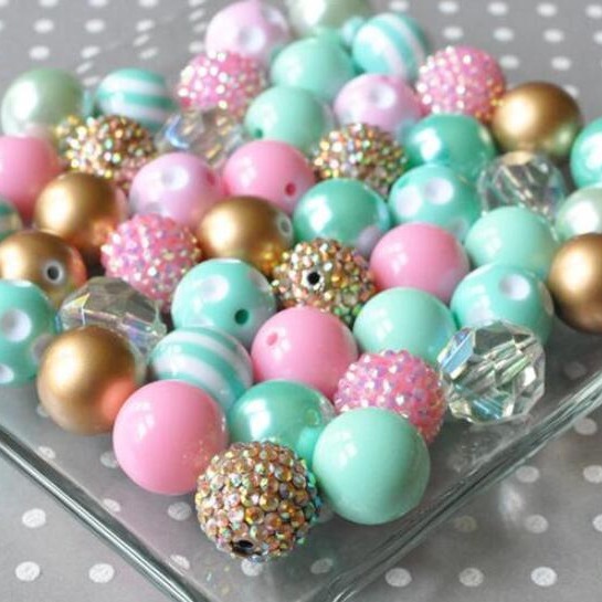 Wholesale 50pcs/pack Mint Green 20MM Acrylic Large Beads Bubblegum Beads