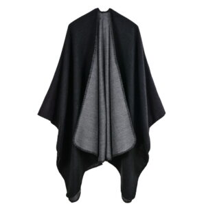 Classic solid color double-sided shawl black / 135-175CM