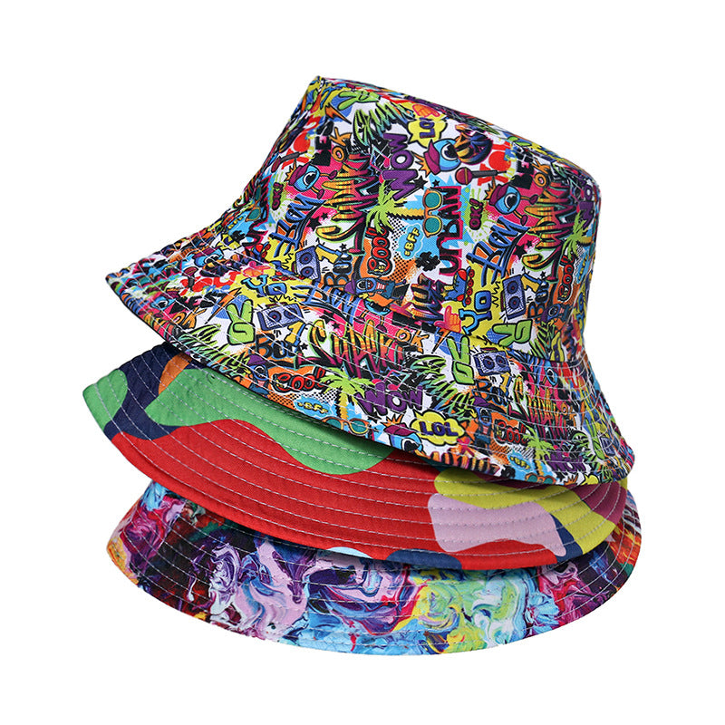 Wholesale lyester Cartoon Rainbow Tie Dye Bucket Hat