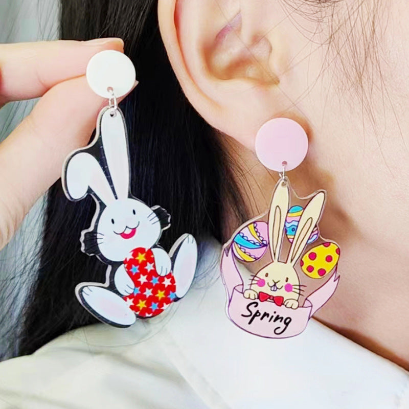 Wholesale Easter E Bunny Acrylic Print Earrings