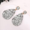 Wholesale Gold Glitter Glitter Powder Leather PU Drop Shape Earrings