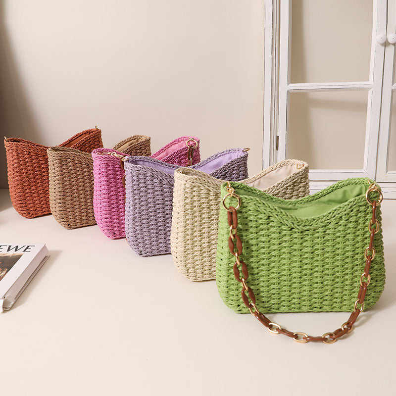 Wholesale Single Shoulder Small Fresh Grass Woven Bags