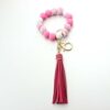 Wholesale Solid Wood Beads Silicone Beads Tassel Pendant Creative DIY Beaded Wrist Keychain